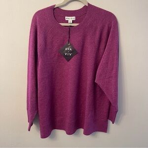 Ava & Viv Women's Rich Purple Crew Neck Sweater